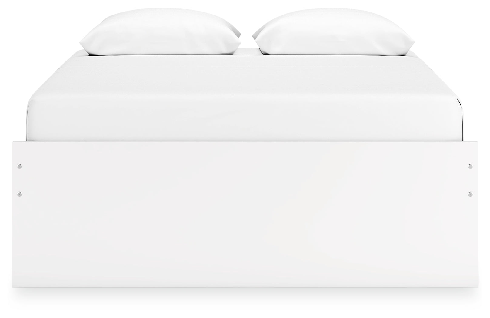 Onita White Queen Platform Bed, side angle with alternate view
