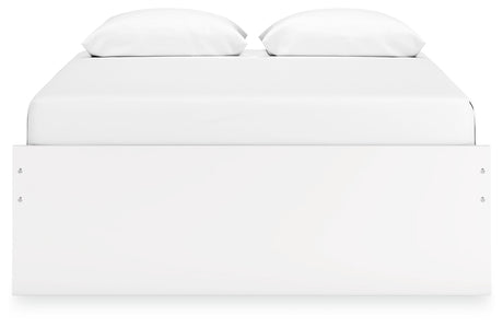 Onita White Queen Platform Bed, side angle with alternate view