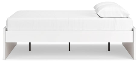 Onita White Queen Platform Bed, additional side angle showing full depth