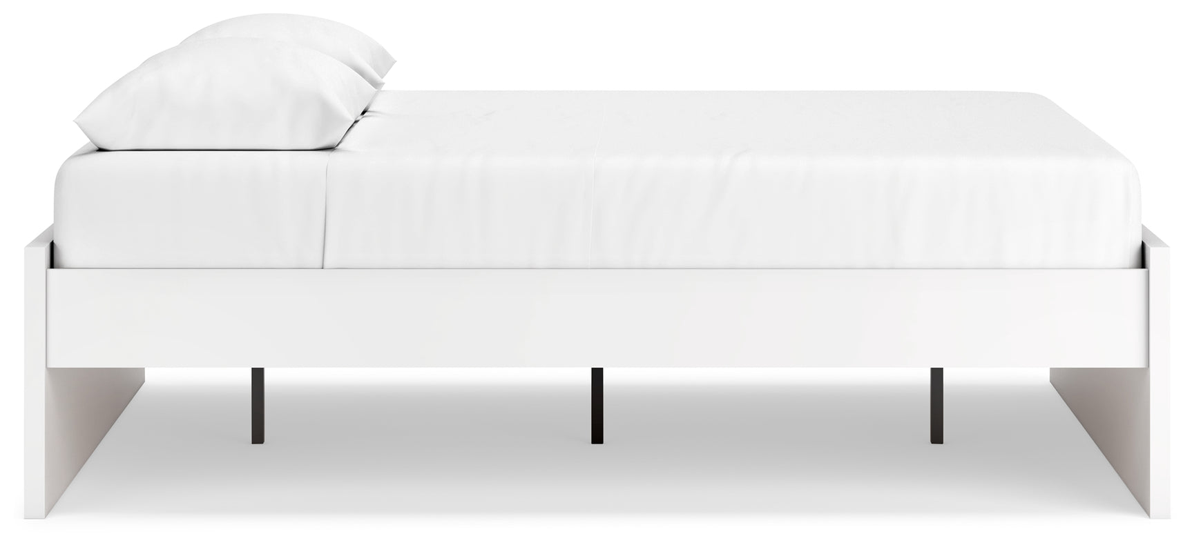 Onita White Queen Platform Bed, perspective from lower side
