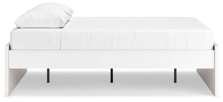Onita White Queen Platform Bed, perspective from lower side