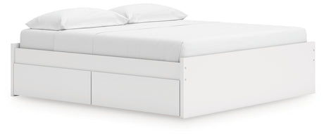 Onita King Platform Bed detailing open storage drawer
