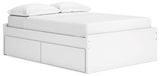 Side angle of Onita platform bed with storage drawers