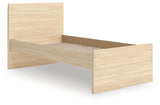 Close-up of Onita bed's panel headboard