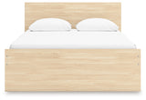 Onita Queen Panel Platform Bed side angle with closed storage drawer