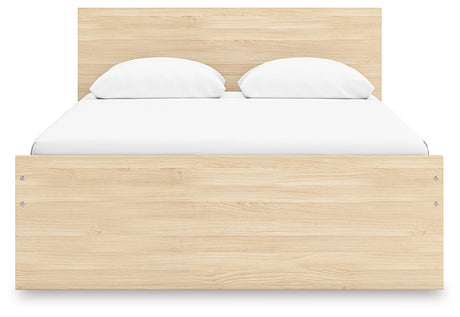Onita Queen Panel Platform Bed side angle with closed storage drawer