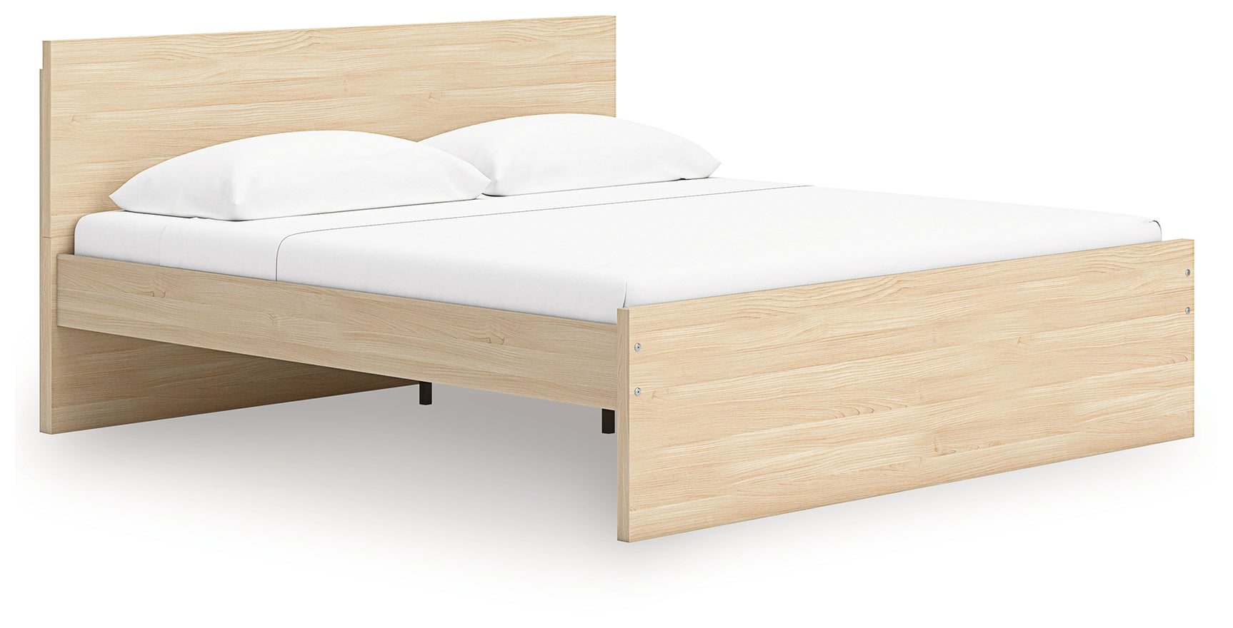 Onita queen platform bed side angle showing storage drawer