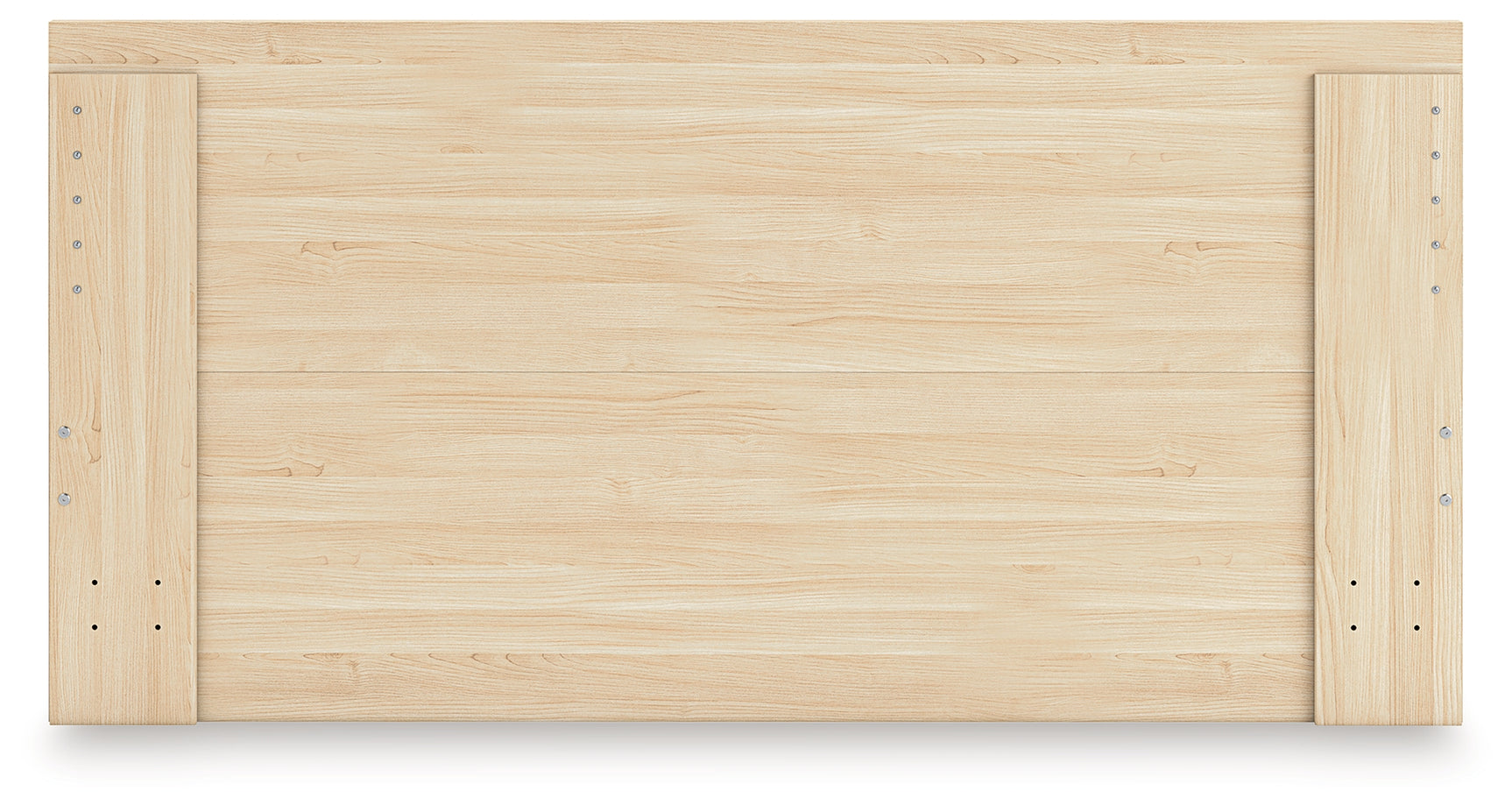 Back view of Onita queen panel platform bed in natural finish
