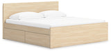 Onita King Bed showing open storage drawer