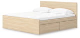 Onita Natural King Panel Platform Bed with 2 Side Storage