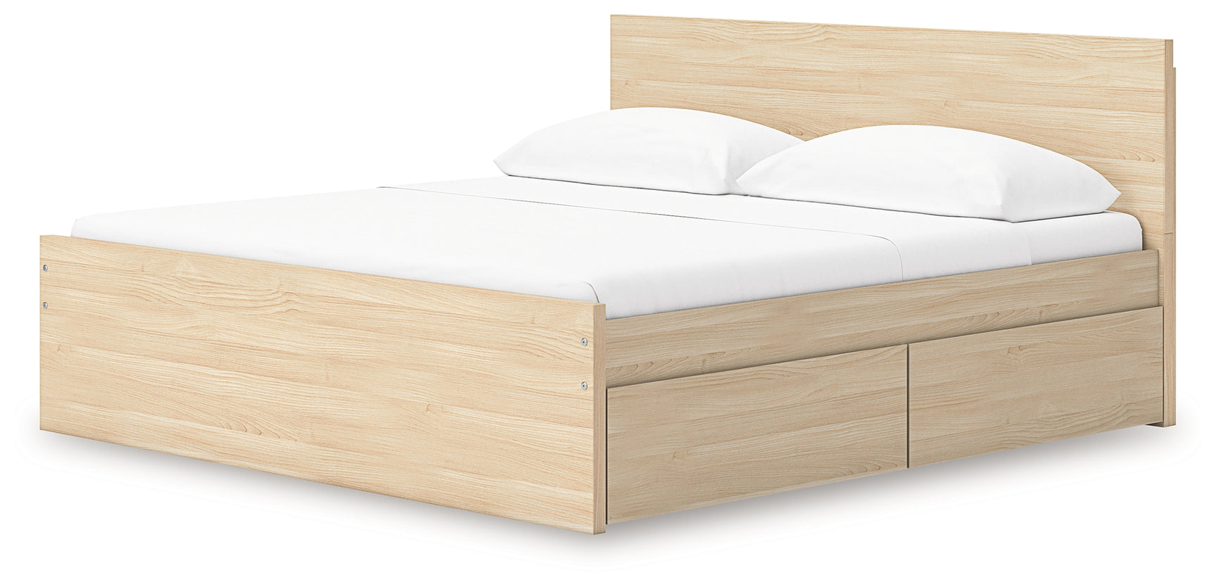 Onita Natural King Panel Platform Bed with 2 Side Storage