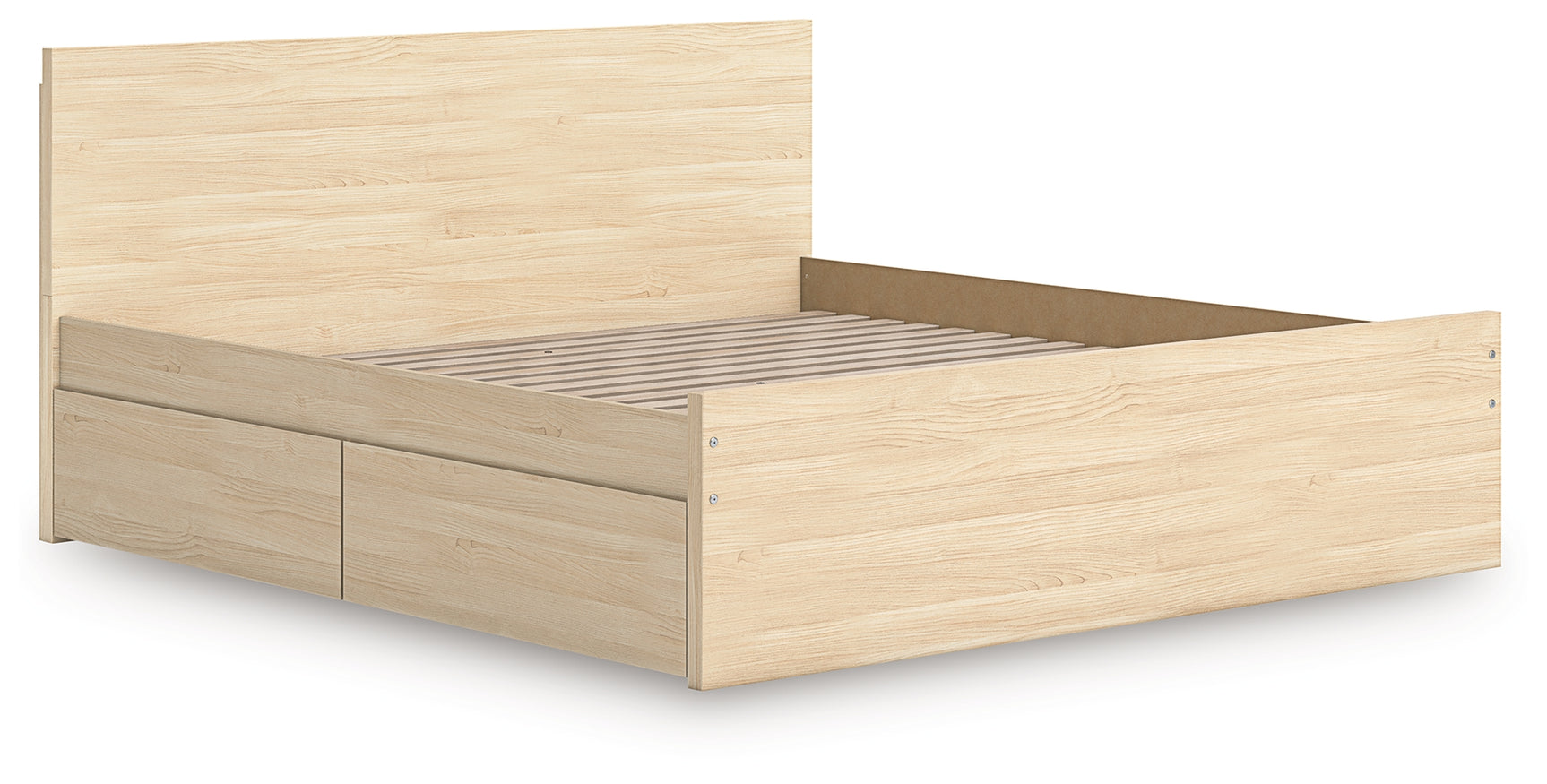 Onita Natural King Panel Platform Bed with 2 Side Storage