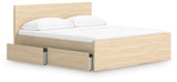 Onita Natural King Panel Platform Bed with 2 Side Storage
