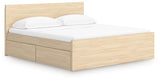 Onita Natural King Panel Platform Bed with 2 Side Storage