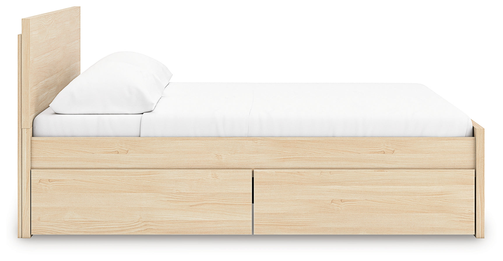 Onita Natural King Panel Platform Bed with 2 Side Storage