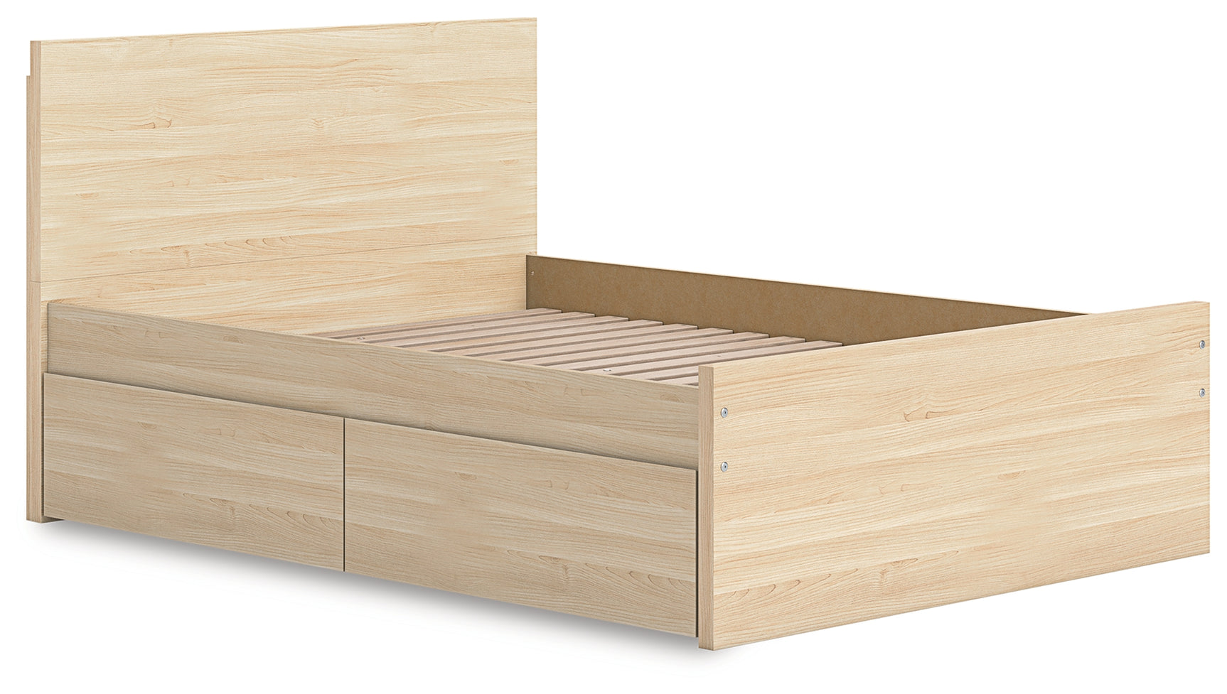 Angle view of Onita Full Panel Platform Bed headboard