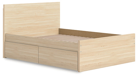Angle view of Onita Full Panel Platform Bed headboard