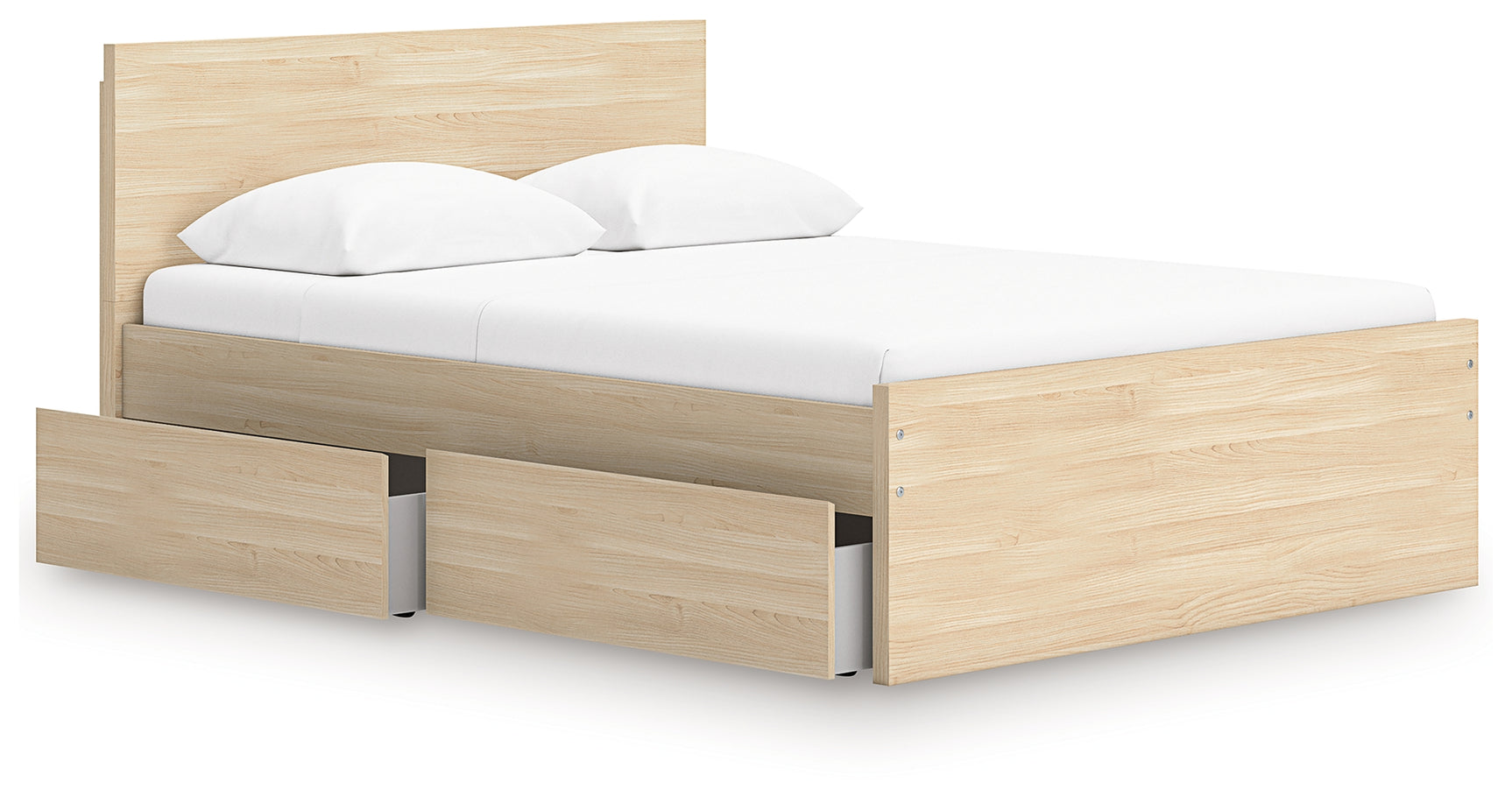 Open storage drawer on Onita platform bed side