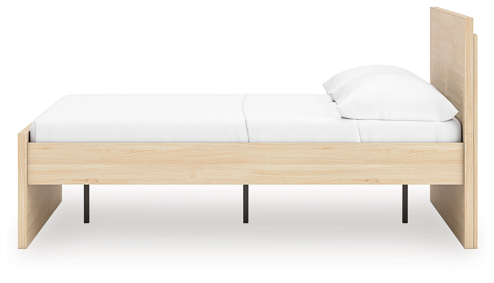 Side view highlighting bed frame and footboard