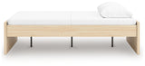 Onita Queen Platform Bed in natural finish, side angle view