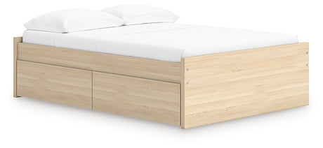 Onita Full Platform Bed side angle with storage drawers open