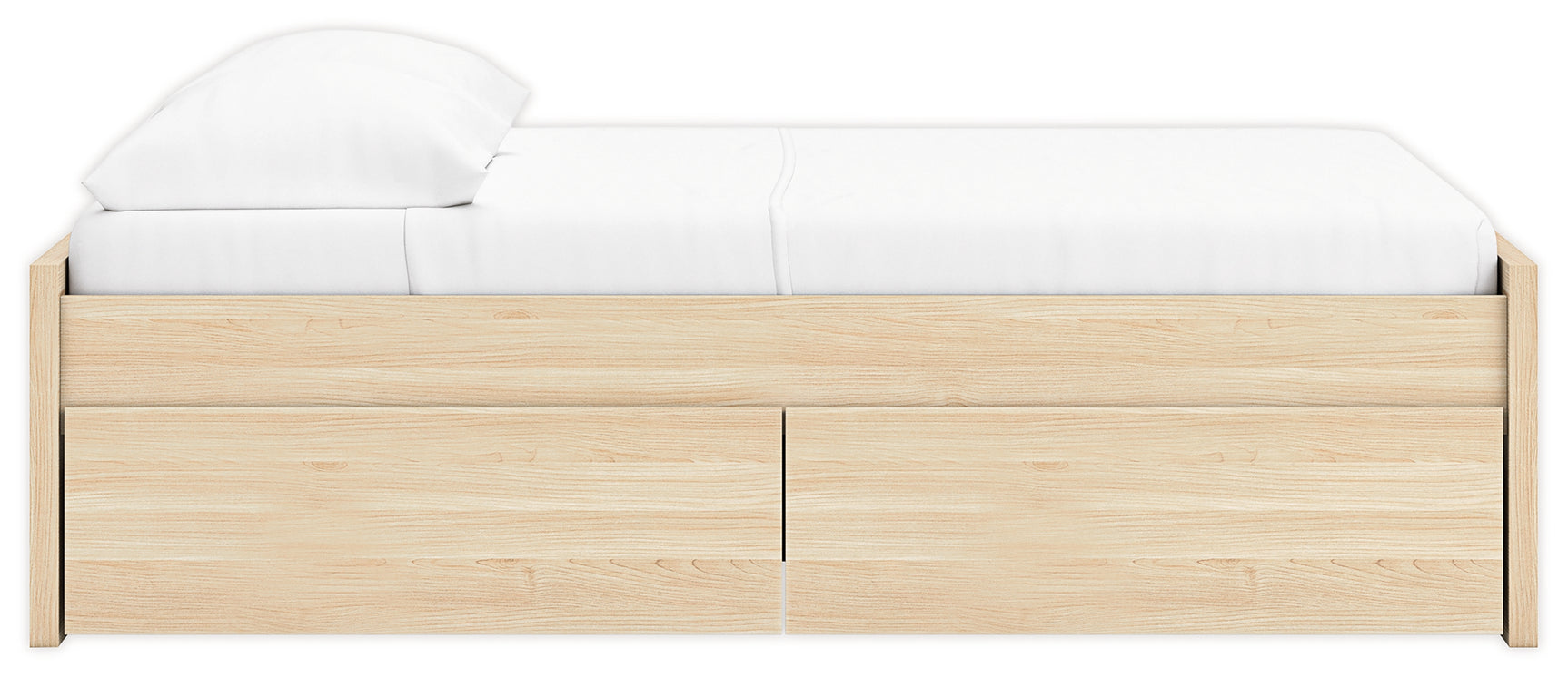Bed side alternate angle showing storage drawer