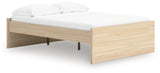 Side view of Onita natural platform bed showing wood grain