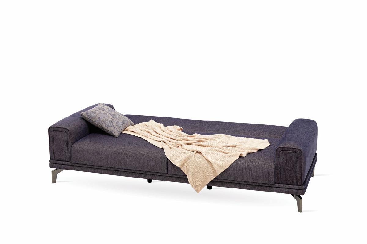 Evora Blue Gray 3-Seater Sofa Bed sofa and bed side by side