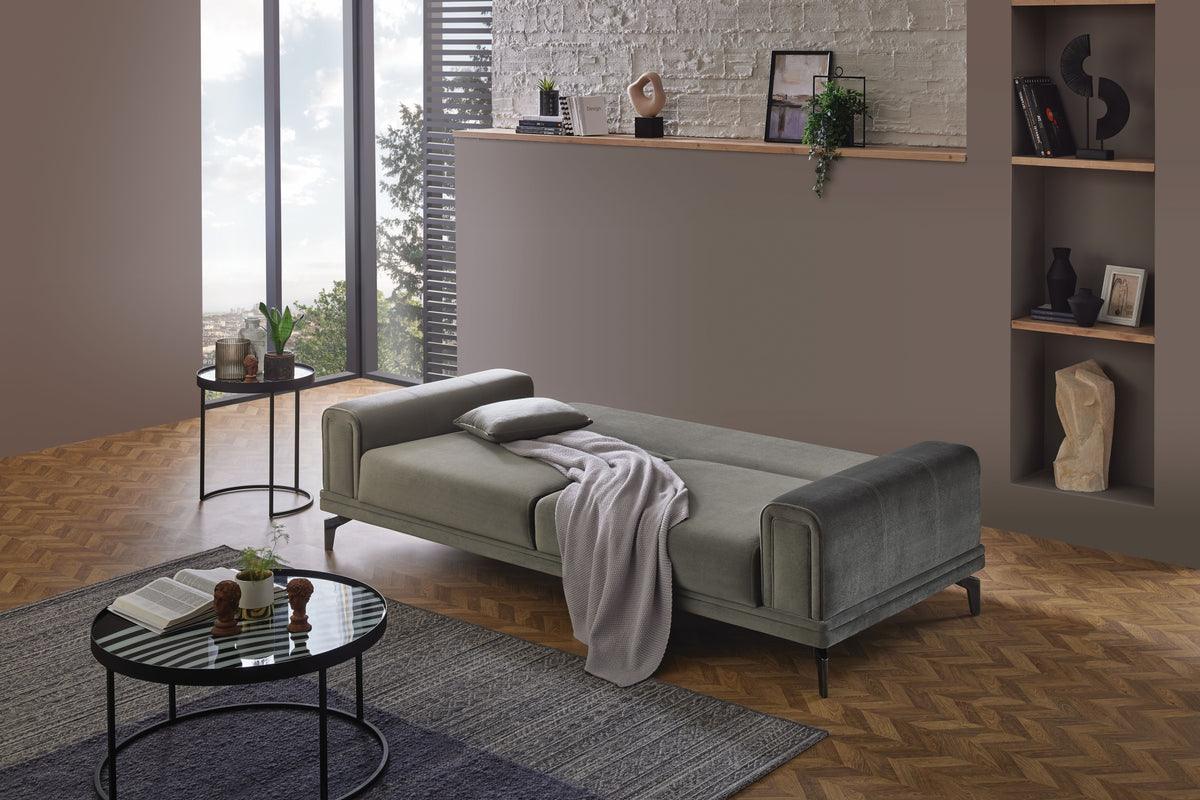 Evora Khaki Green 3-Seater Sofa Bed side angle