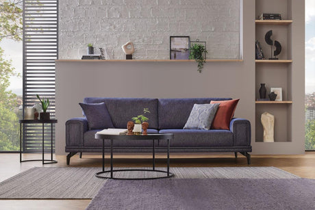 Evora Blue Gray 3-Seater Sofa Bed front angle view