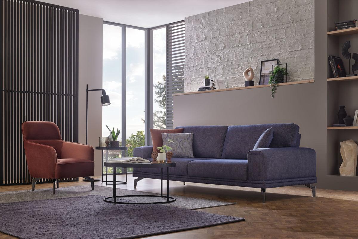 Evora Blue Gray 3-Seater Sofa Bed armrest detail
