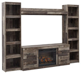 Derekson Entertainment Center tall piers with shelves and cabinets