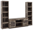 Derekson Multi Gray 3-Piece Entertainment Center full view in living room