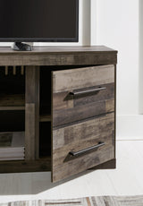 Derekson TV Stand close-up of drawer pull
