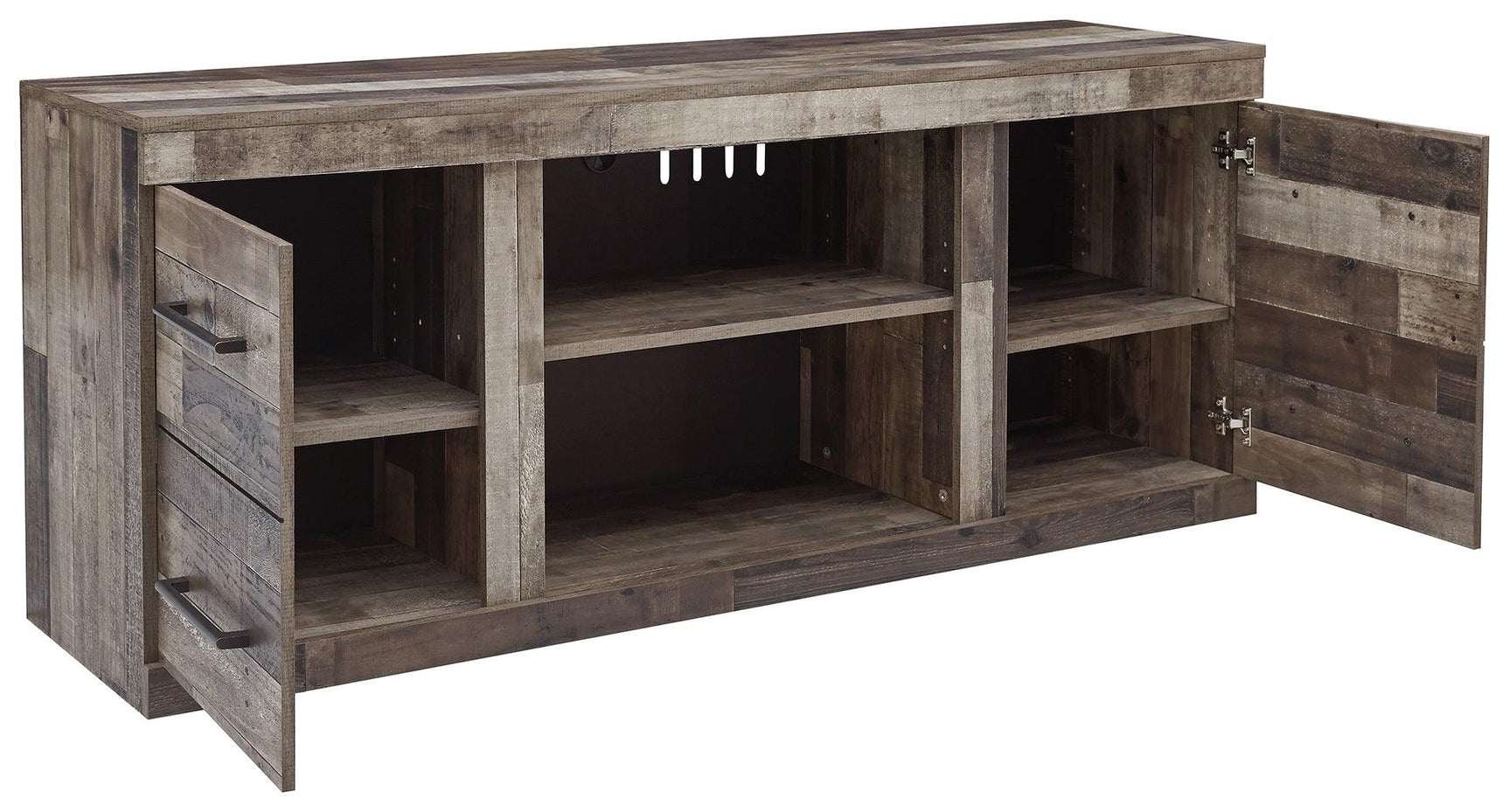 Derekson TV Stand open shelves angle