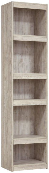 Willowton Whitewash Pier TV Stand angled side view showcasing whitewash finish