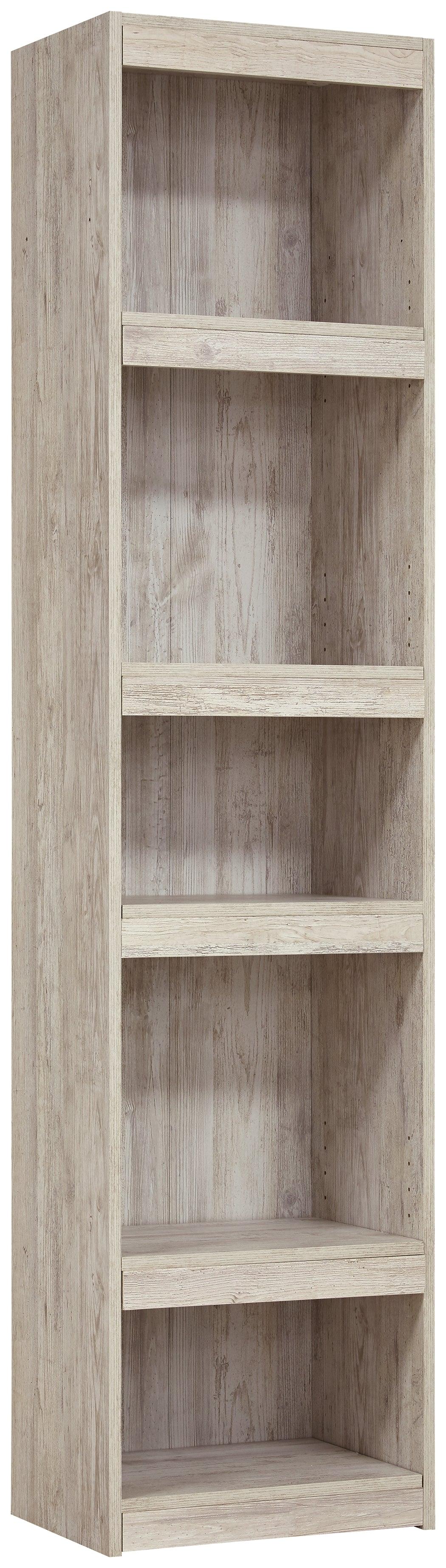 Willowton Whitewash Pier TV Stand angled side view showcasing whitewash finish