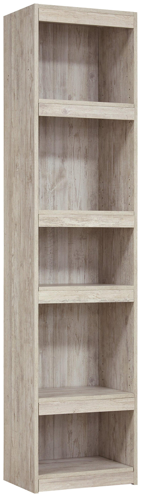 Willowton Whitewash Pier TV Stand angled side view showcasing whitewash finish