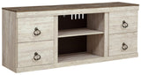 Willowton Whitewash 60" TV Stand closed side cabinet