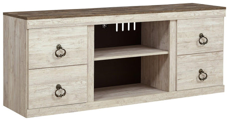 Willowton Whitewash 60" TV Stand closed side cabinet