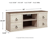 Willowton Whitewash 60" TV Stand dimension diagram