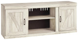 Bellaby Whitewash 60" TV Stand close-up on door hardware