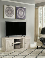 Bellaby Whitewash 60" TV Stand closed door angle
