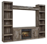 Side piers and TV stand with storage cabinets and shelves