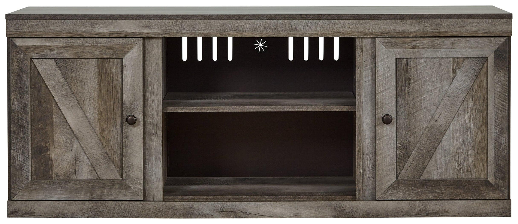 Wynnlow Gray 60 inch TV stand head on front view