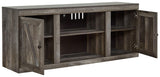 Wynnlow Gray 60 inch TV stand open cabinet view