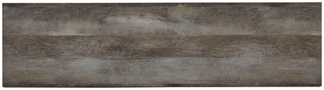 Wynnlow Gray 60 inch TV stand top view showing surface