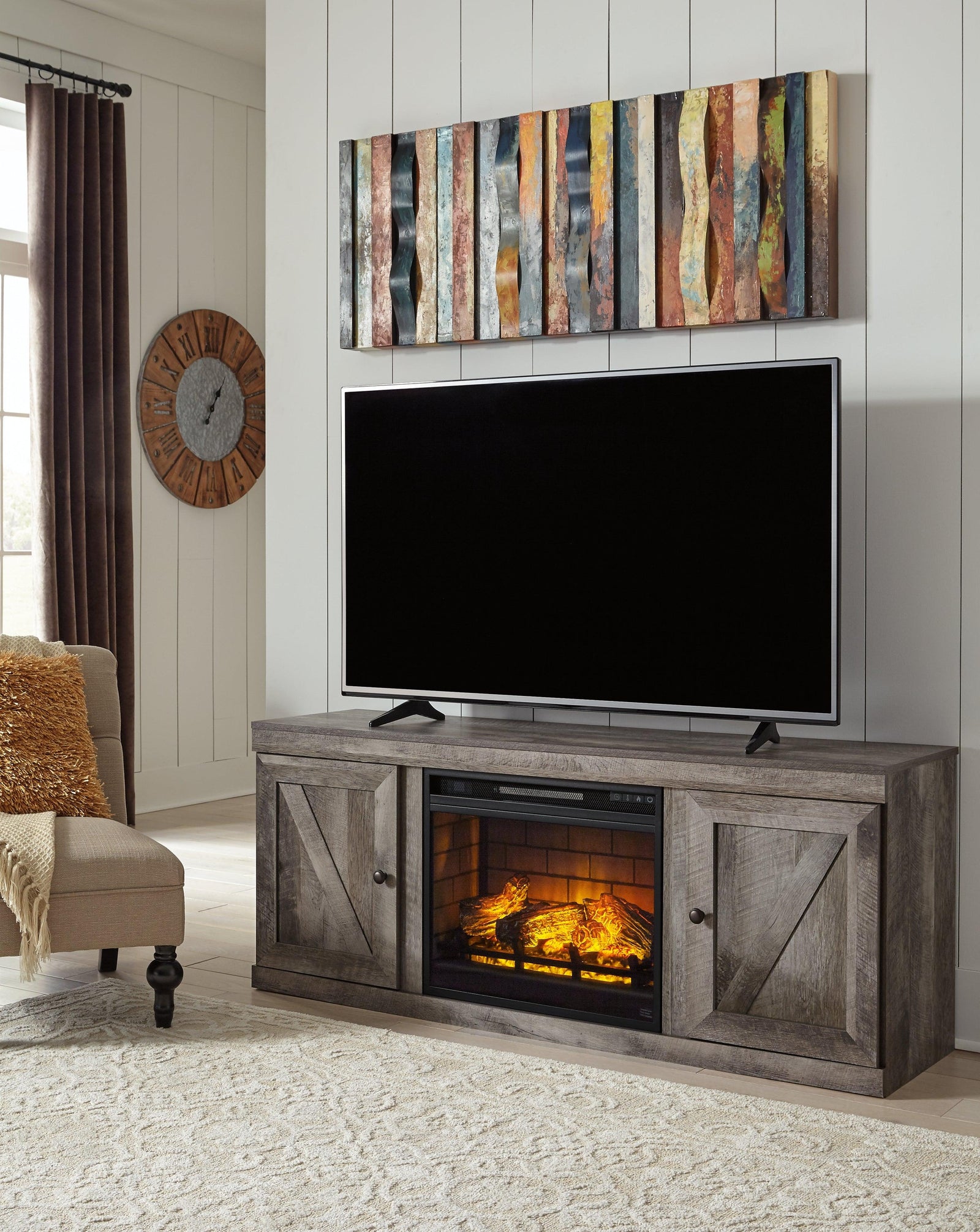 Wynnlow Gray Tv Stand With Electric Fireplace - Ella Furniture