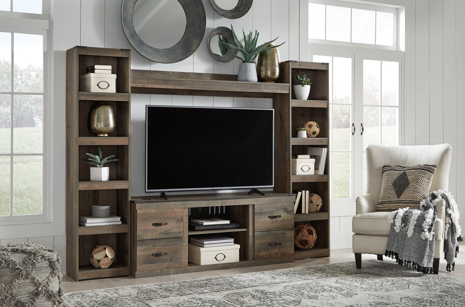 Trinell Brown 4-Piece Entertainment Center EW0446W7 - Ella Furniture