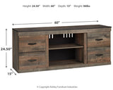 Dimension chart for Trinell Brown 60" TV Stand